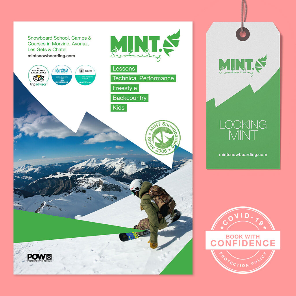 MINT Snowboarding print design examples